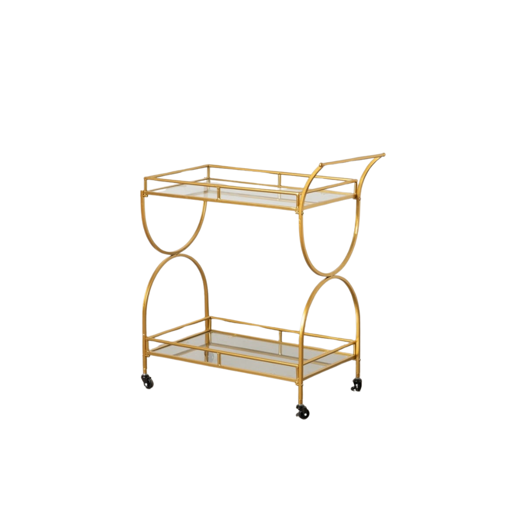 Camarera Dorada de Metal y Cristal Estilizada de 88 cm – Elegancia y Funcionalidad para tu Hogar o Eventos