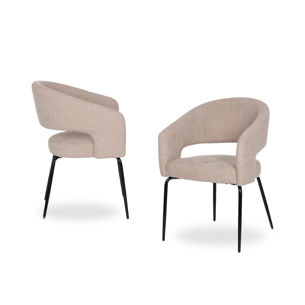 Casa Picota Pack de 2 Sillas Beige Ivenel con Tejido Resistente y Patas de Hierro - Diseño Ergonómico y Elegante para Comedores y Salones