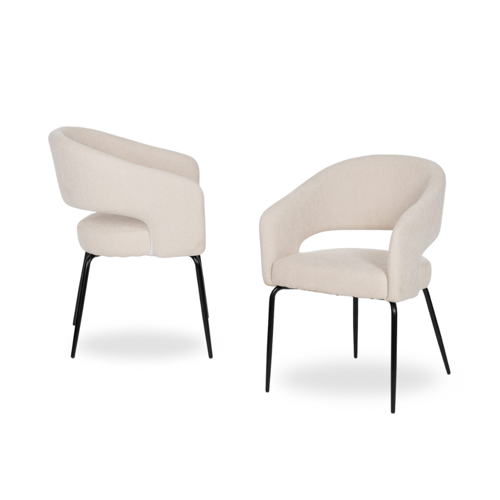 Casa Picota Pack de 2 Sillas Drennan Blancas con Tejido Resistente y Patas de Hierro - Diseño Moderno y Ergonómico para Comedor y Oficina
