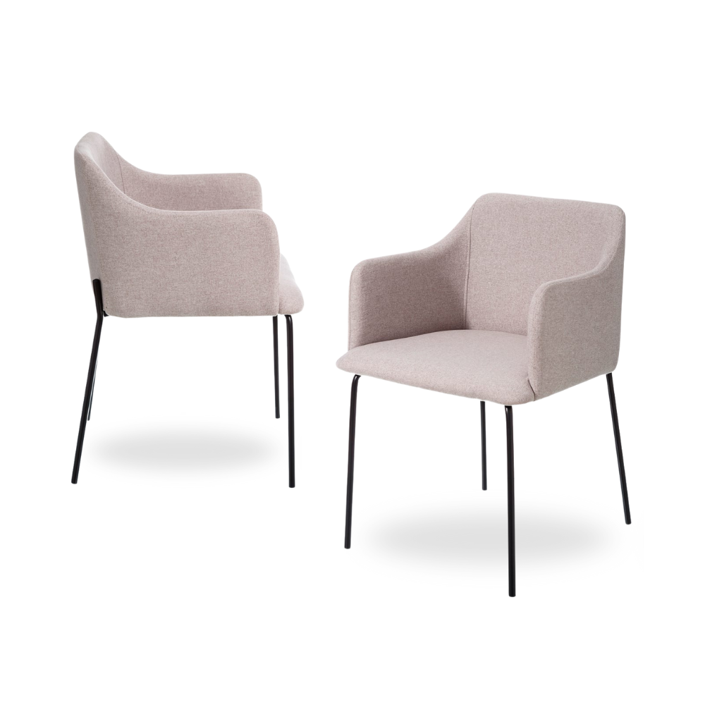 Casa Picota Pack de 2 chaises Logan en métal et tissu beige - Design moderne et confort ergonomique pour le salon et la salle à manger