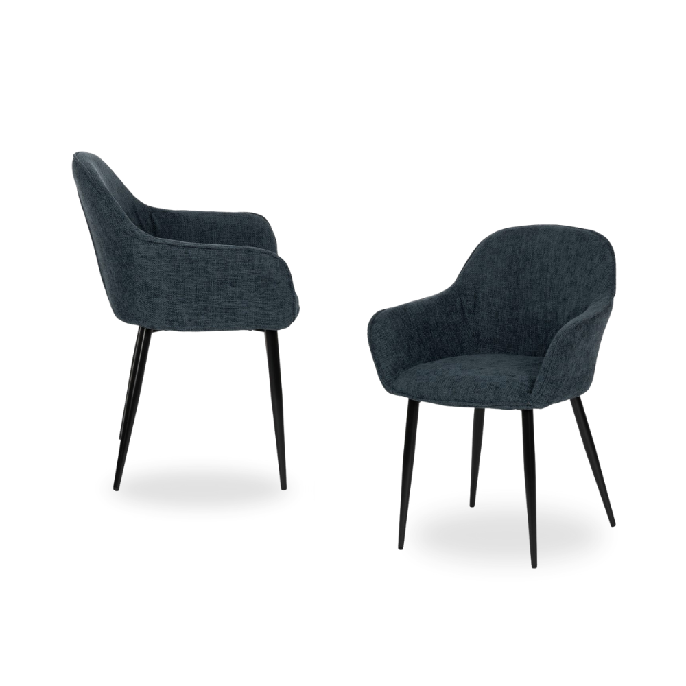 Casa Picota Pack de 2 Sillas Milton Azul Tejido con Patas de Hierro - Diseño Moderno y Cómodo para Comedor y Salón, 83 cm, Soportan hasta 140 kg, Sin Montaje