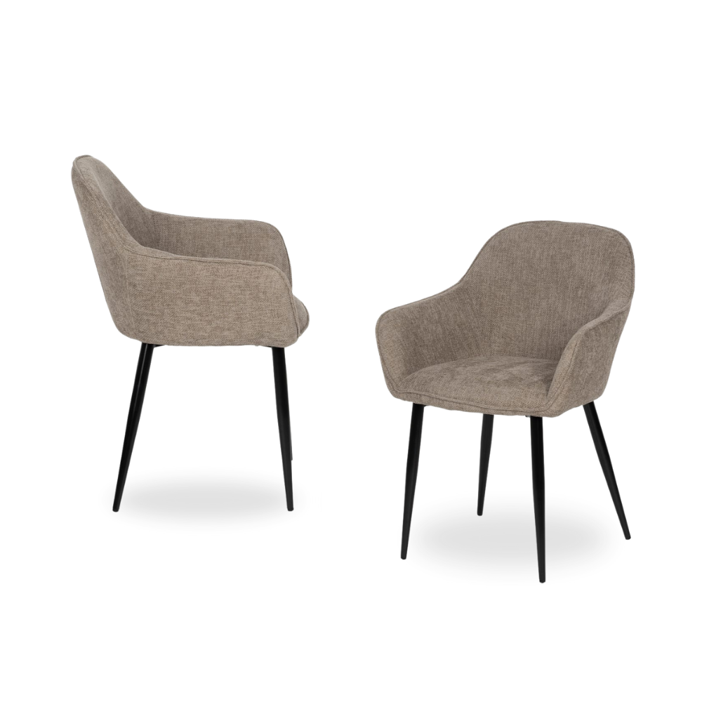 Casa Picota Pack de 2 Sillas Modernas Taupe con Estructura Metálica - Diseño Ergonómico y Confort Excepcional 83 cm Milton