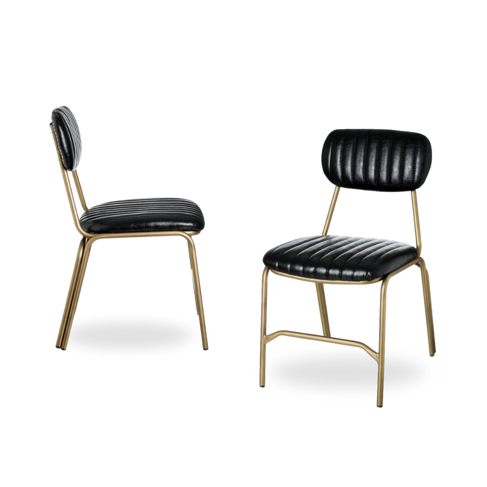Casa Picota Lot de 2 chaises modernes Zynric en noir avec détails dorés - Elégance et confort pour la salle à manger et le salon (73 cm)