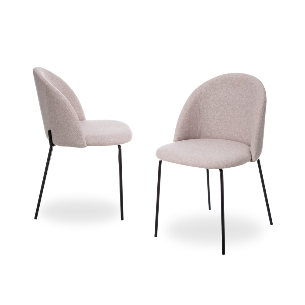 Casa Picota Pack de 2 Sillas Noah de Tela y Metal Beige - Diseño Moderno y Confortable para Comedores y Salones