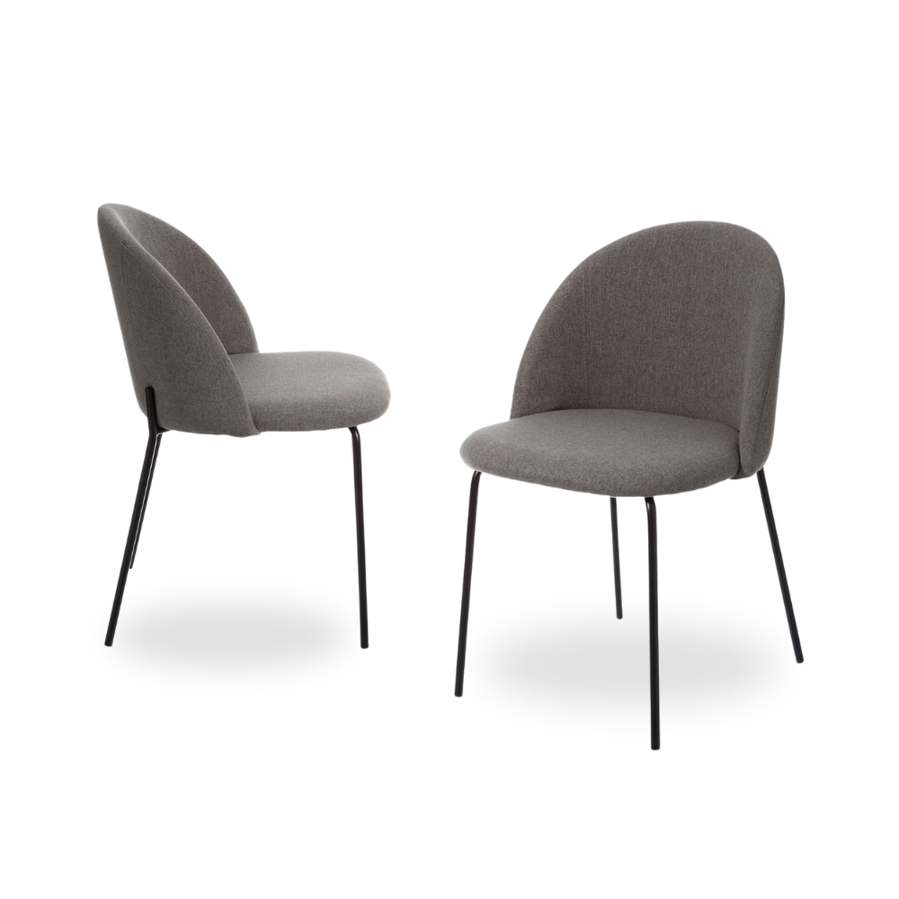 Casa Picota Pack de 2 Sillas Noah de Tela y Metal Gris - Diseño Moderno y Confort Ergonomico para Comedores y Salones
