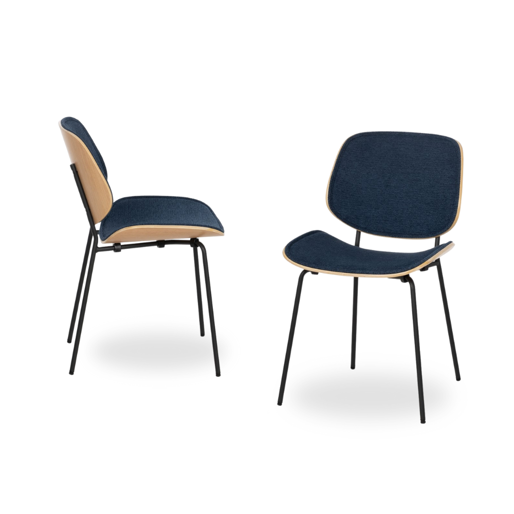 Casa Picota Pack de 2 Sillas Owen Azul Marino con Estructura de Metal y MDF - Diseño Moderno y Ergonómico para Comedores y Oficinas (80 cm)