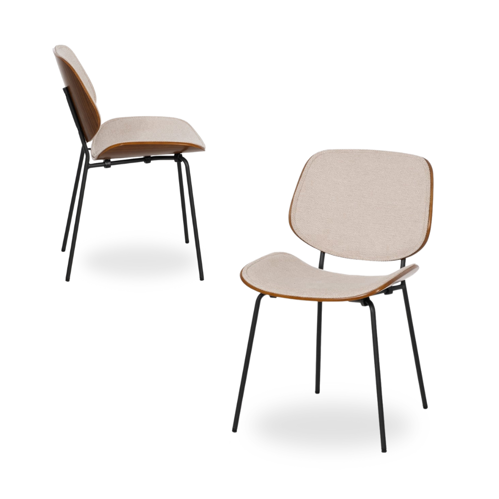 Casa Picota Pack de 2 Sillas Owen Beige con Tapizado Estructura de Metal - Diseño Moderno y Ergonómico para Comedores y Oficinas (80 cm)