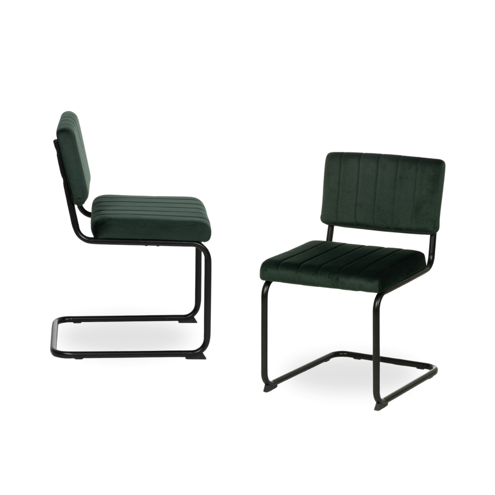 Casa Picota Pack de 2 Sillas Sutton Verde de Tejido y Metal - Diseño Moderno y Confort Ergonomico para Hogar y Oficina