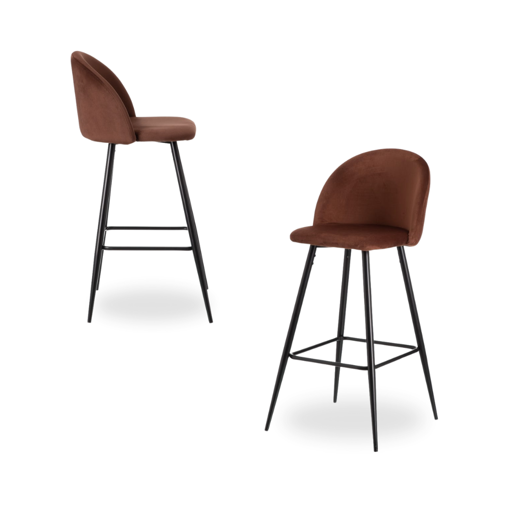 Casa Picota Pack de 2 Taburetes Altos Teja con Tapizado Resistente y Patas Metálicas - 102 cm de Altura Ideal para Barras y Mesas Altas