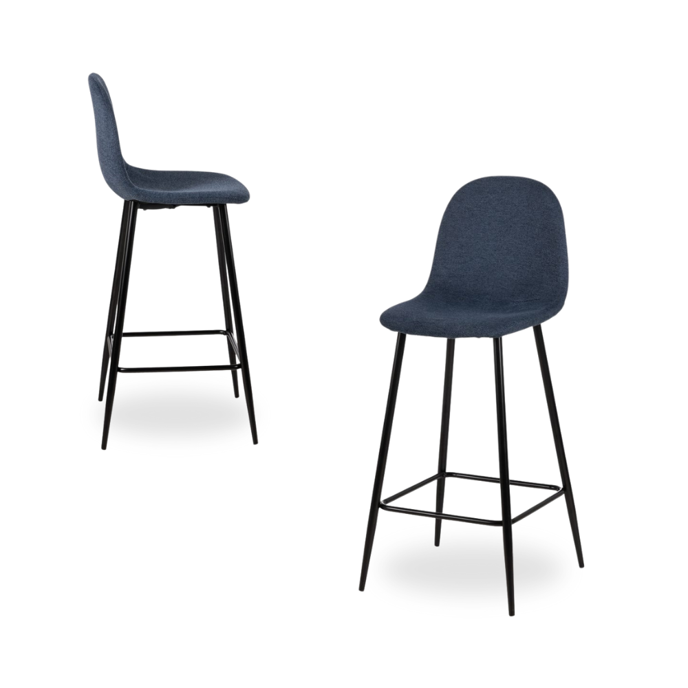 Casa Picota Pack de 2 Taburetes Azul de Tejido y Metal para Salón - Diseño Moderno y Cómodo, 72 cm de Altura, Ideal para Barra de Cocina