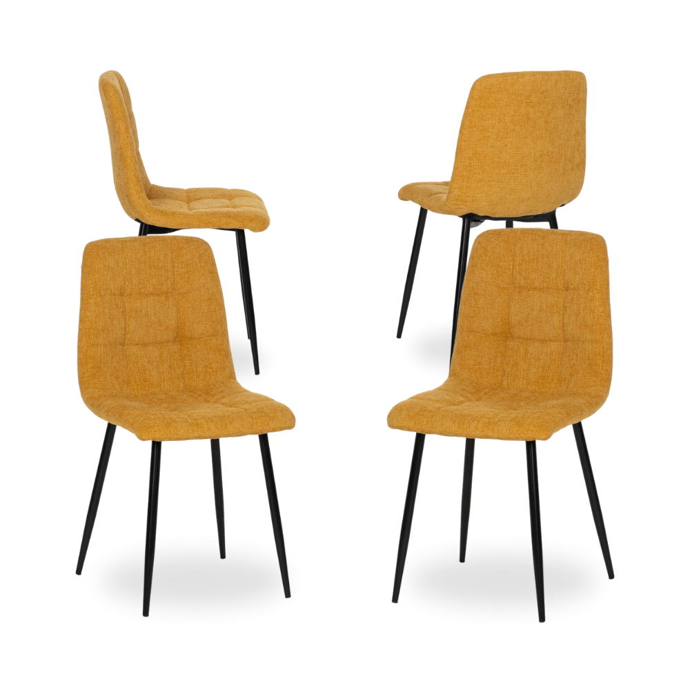 Casa Picota Pack de 4 Sillas Amarillas Magnus con Patas de Metal - Diseño Moderno y Confort Ergonomico para Ambientes Contract y Domésticos
