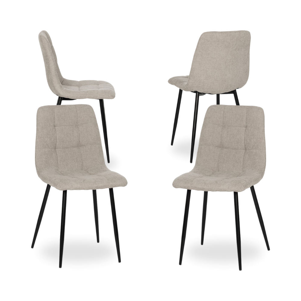 Casa Picota Pack de 4 Sillas Modernas Gris Barrett - Diseño Contemporáneo en Tejido y Metal, Comodidad y Estilo para Salones y Comedores 89 cm