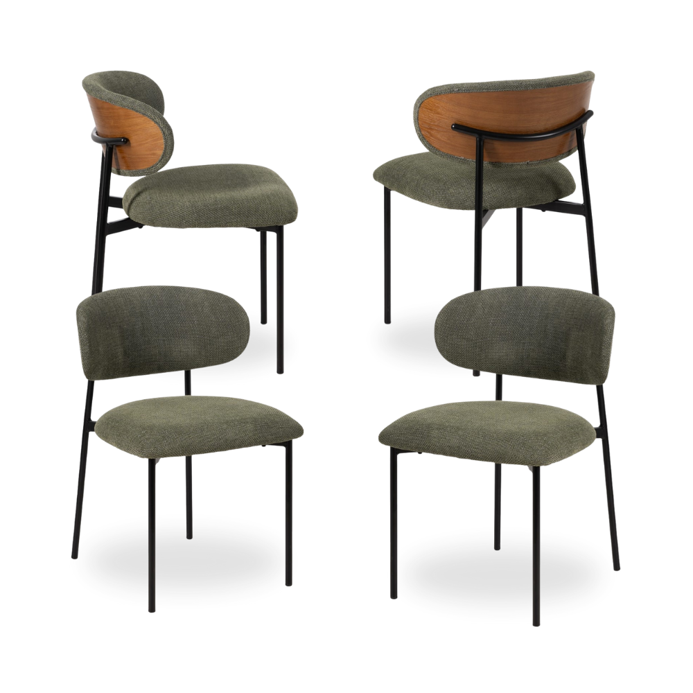 Casa Picota Pack de 4 Sillas Simon Verde con Tela y Metal - Diseño Ergonómico y Estilo Moderno para Comedor y Sala de Estar, 73,5 cm