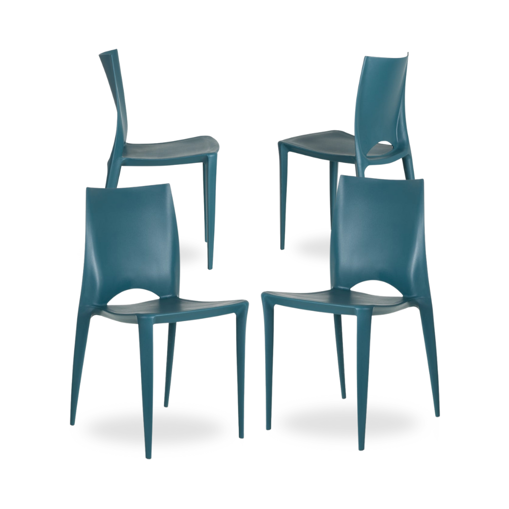 Casa Picota Pack de 4 Sillas de Polipropileno Azul 84 cm Rowan - Diseño Moderno y Apilable para Hogar y Oficina