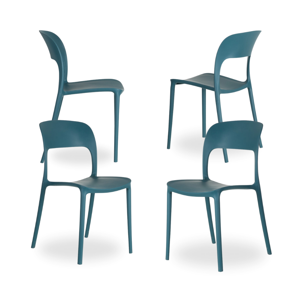 Casa Picota Pack de 4 Sillas de Polipropileno Azul Emma - Diseño Moderno, Apilables y Ergonómicas para Hogar y Eventos