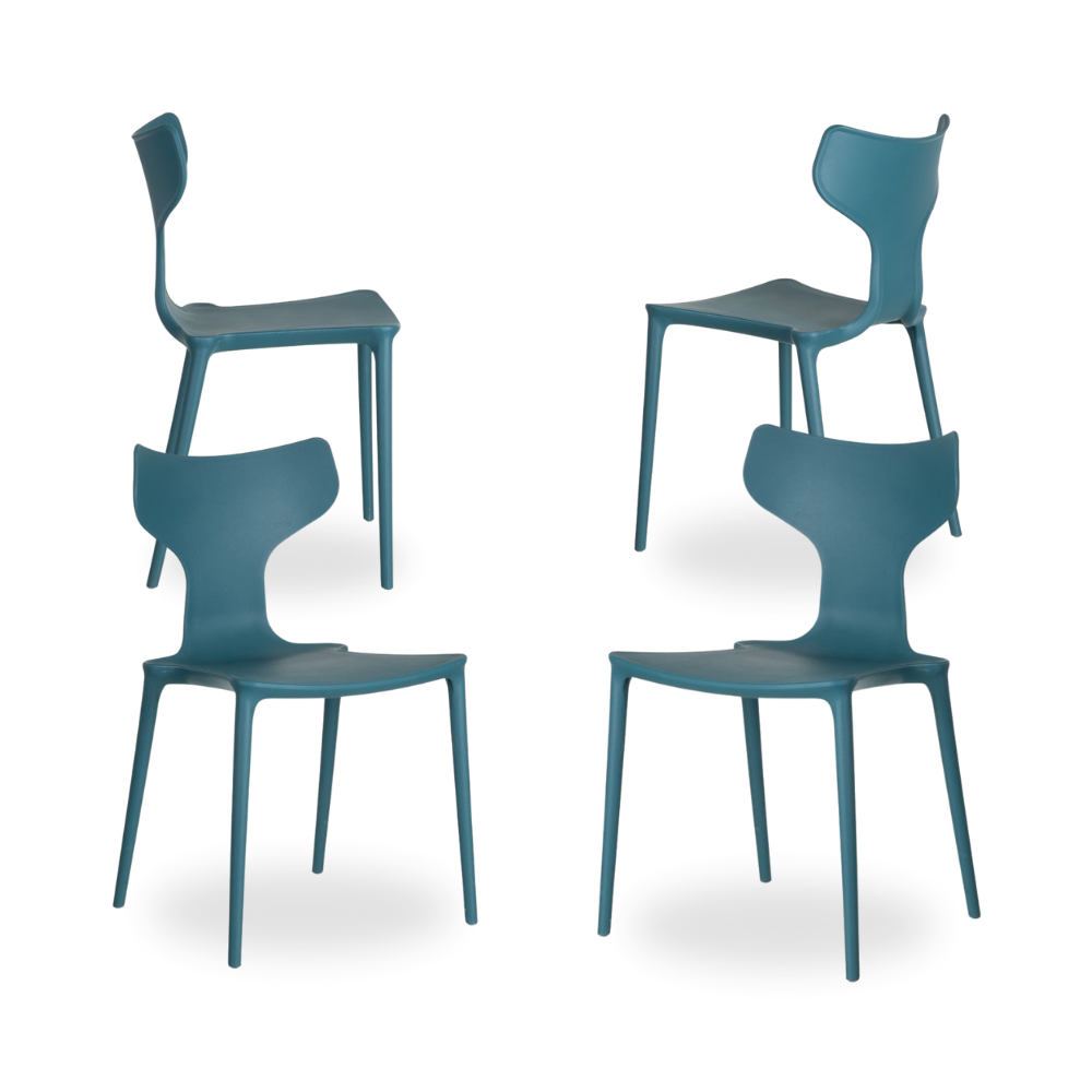 Casa Picota Pack de 4 Sillas de Polipropileno Azul Sam - Diseño Moderno, Apilables y Ergonómicas para Hogar y Oficina
