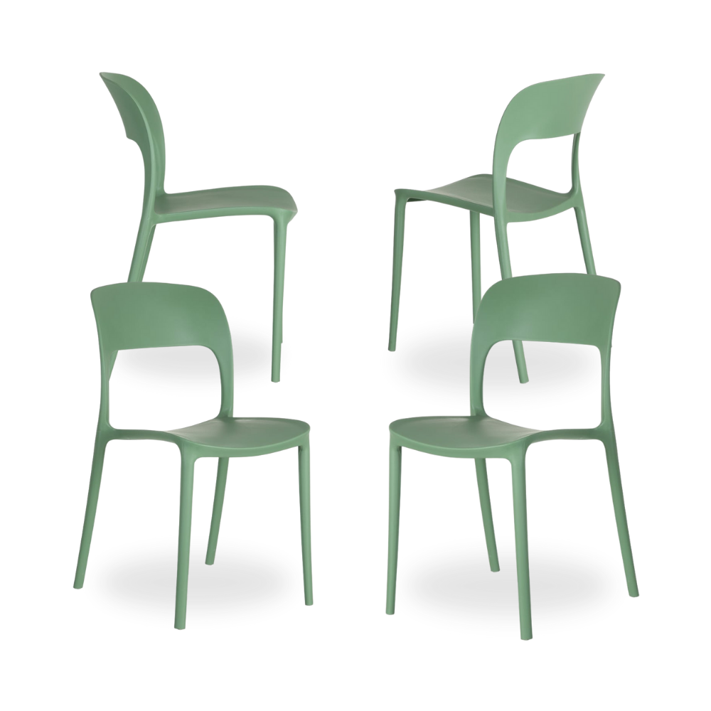Casa Picota Pack de 4 Sillas de Polipropileno Verde Menta Emma - Diseño Moderno, Apilables y Ergonómicas para Hogar y Eventos