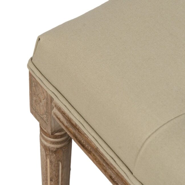 Banqueta Beige de Madera y Tejido con Respaldo Cómodo - Elegante y Funcional, 46 cm de Altura, Ideal para Espacios Amplios - Imagen 3