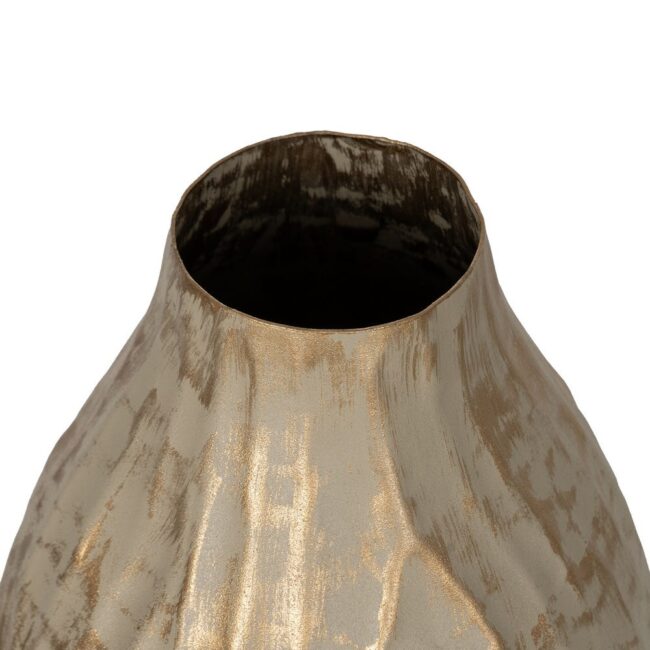 Jarrón Dorado y Beige de Metal de 30 cm - Decoración Elegante para el Hogar - Imagen 3