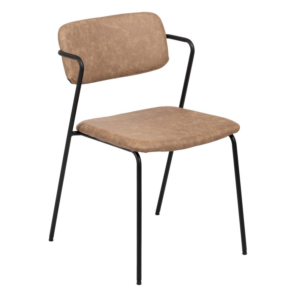Casa Picota Pack de 2 Sillas Jett Beige de Piel Sintética con Base de Metal - Diseño Moderno y Ergonómico para Comedor y Oficina 78 cm