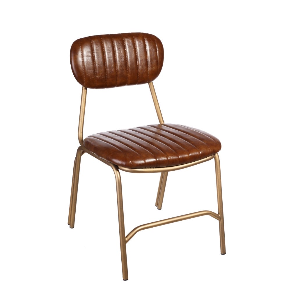 Lot de 2 chaises en métal PU marron et or 73 cm Liam - Elégance et confort pour votre maison