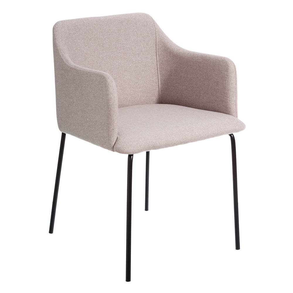 Casa Picota Pack de 2 chaises Logan en métal et tissu beige - Design moderne et confort ergonomique pour le salon et la salle à manger