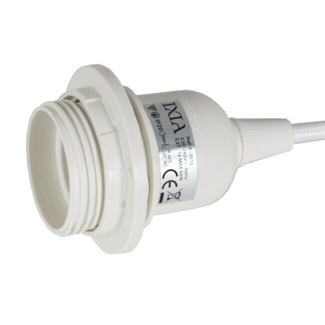 Pack de 4 Portalámparas Blancos de Metal y Acrílico - Casquillo E27, 220-240V, 60W (No Incluida), Cable de 130 cm, Diámetro de 9,5 cm - Imagen 3