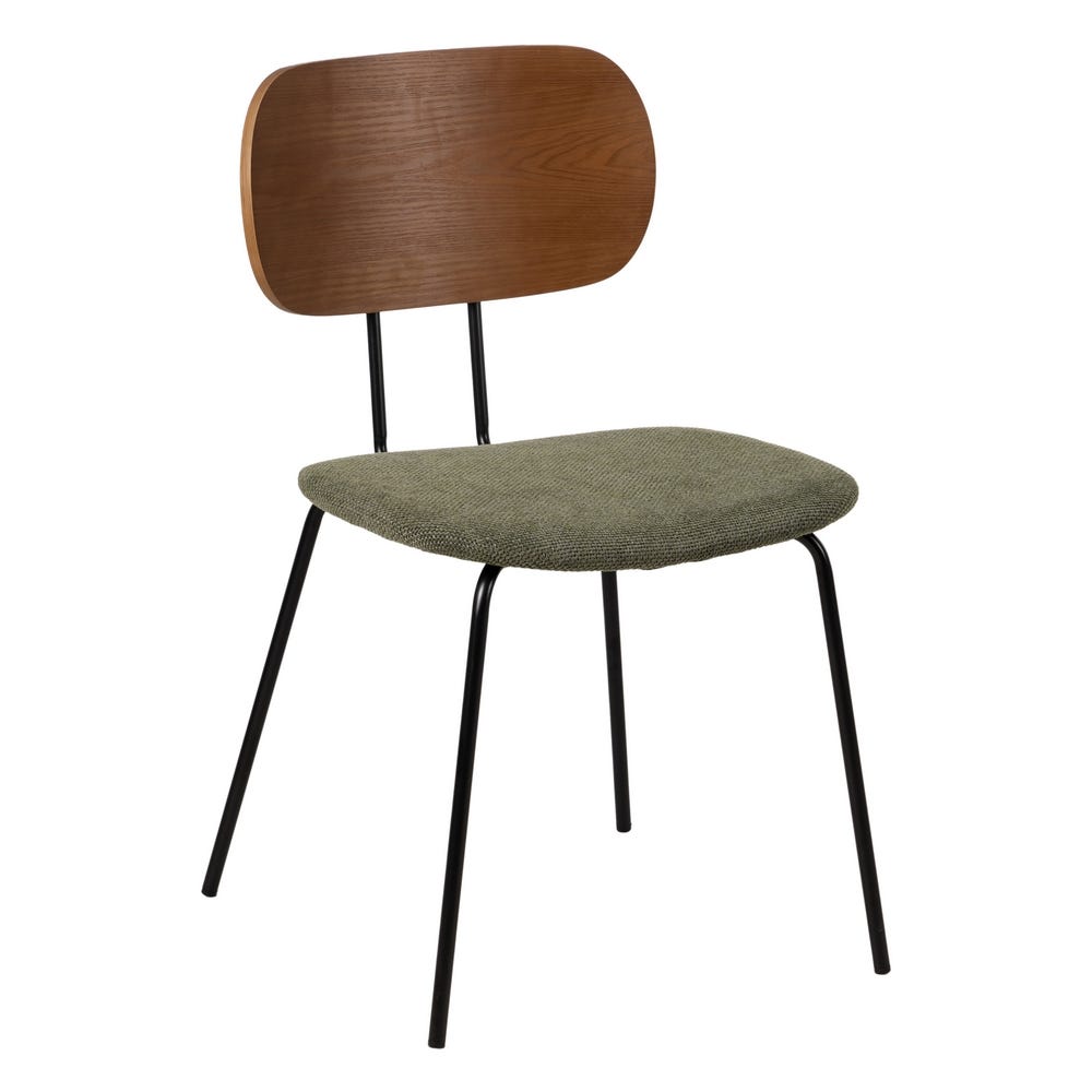Casa Picota Pack de 4 Sillas Barrett Marrón y Verde con Estructura de Metal y Tejido Suave - Diseño Moderno y Ergonómico para Comedor y Sala de Estar