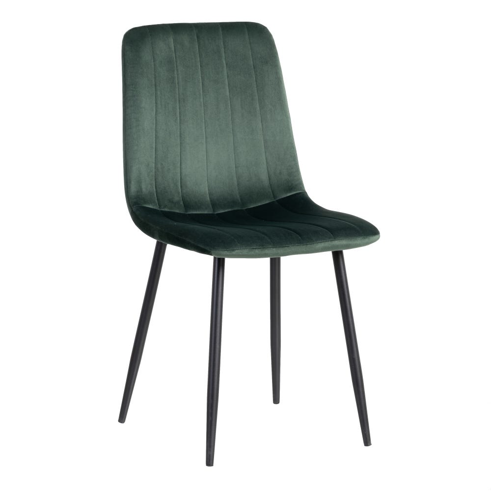 Pack de 4 Sillas Laurent Verde Oscuro Terciopelo – Elegancia y Comodidad para Comedor, Oficina y Salón – Diseño Minimalista y Patas de Hierro Estables