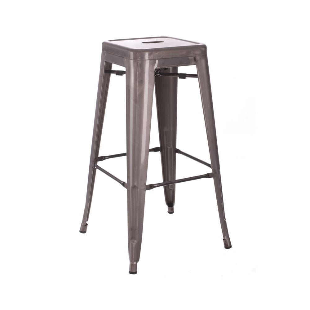 Casa Picota Pack de 4 tabourets en acier argenté de style industriel 61,2 cm - Moderne et durable pour les bars et les tables hautes