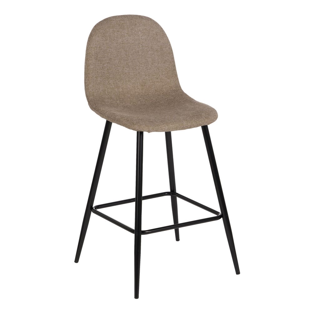 Pack de 4 Taburetes Taupe de Tejido y Metal para Salón - Altura 63 cm, Diseño Ergonómico y Compacto, Cocinas y Mesas Altas