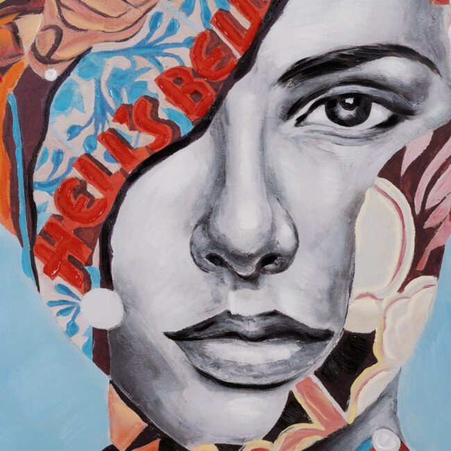 Pintura Mujer en Lienzo 100 cm - Obra de Arte Única, Pintada a Mano, Elegancia y Sofisticación para Decorar tu Hogar - Imagen 2