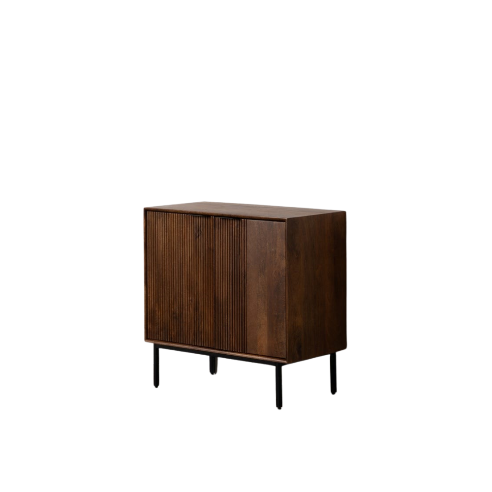 Mueble Auxiliar de Mango para Salón 80 cm – Elegante y Funcional con Diseño Minimalista y Patas de Hierro