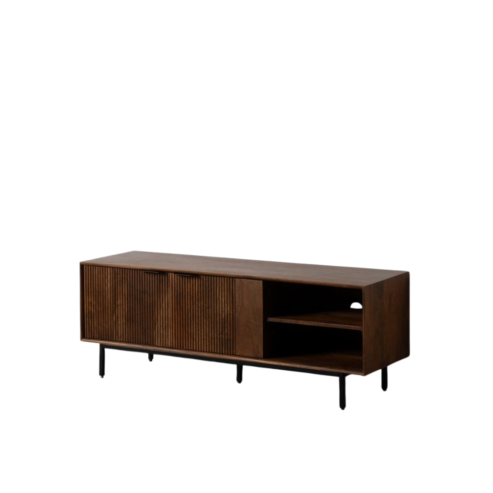 Mueble TV de Mango y Hierro 140 cm - Diseño Moderno y Funcional para Salones Elegantes