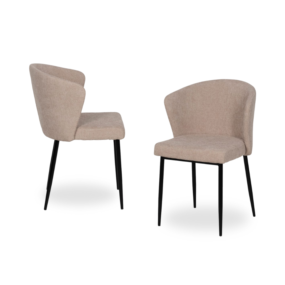 Pack de 2 Sillas Beige Elegantes de Poliester con Base Metálica – Diseño Moderno y Cómodo para Comedores y Salas de Reuniones – Crosby 80 cm