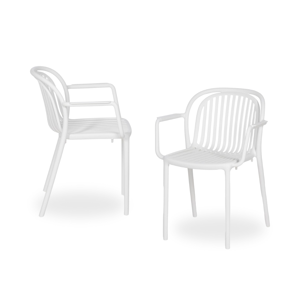 Pack de 2 Sillas Blancas Modernas Yalrick en Polipropileno Apilables – Comodidad y Estilo para Terrazas y Jardines