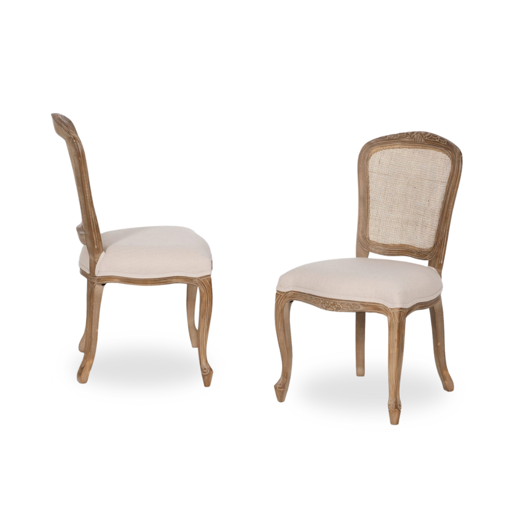 Pack de 2 Sillas Callan Natural-Blanco de Madera y Ratán – Elegancia y Comodidad para tu Hogar, Altura de Asiento 50 cm, Diseño Sofisticado y Resistente
