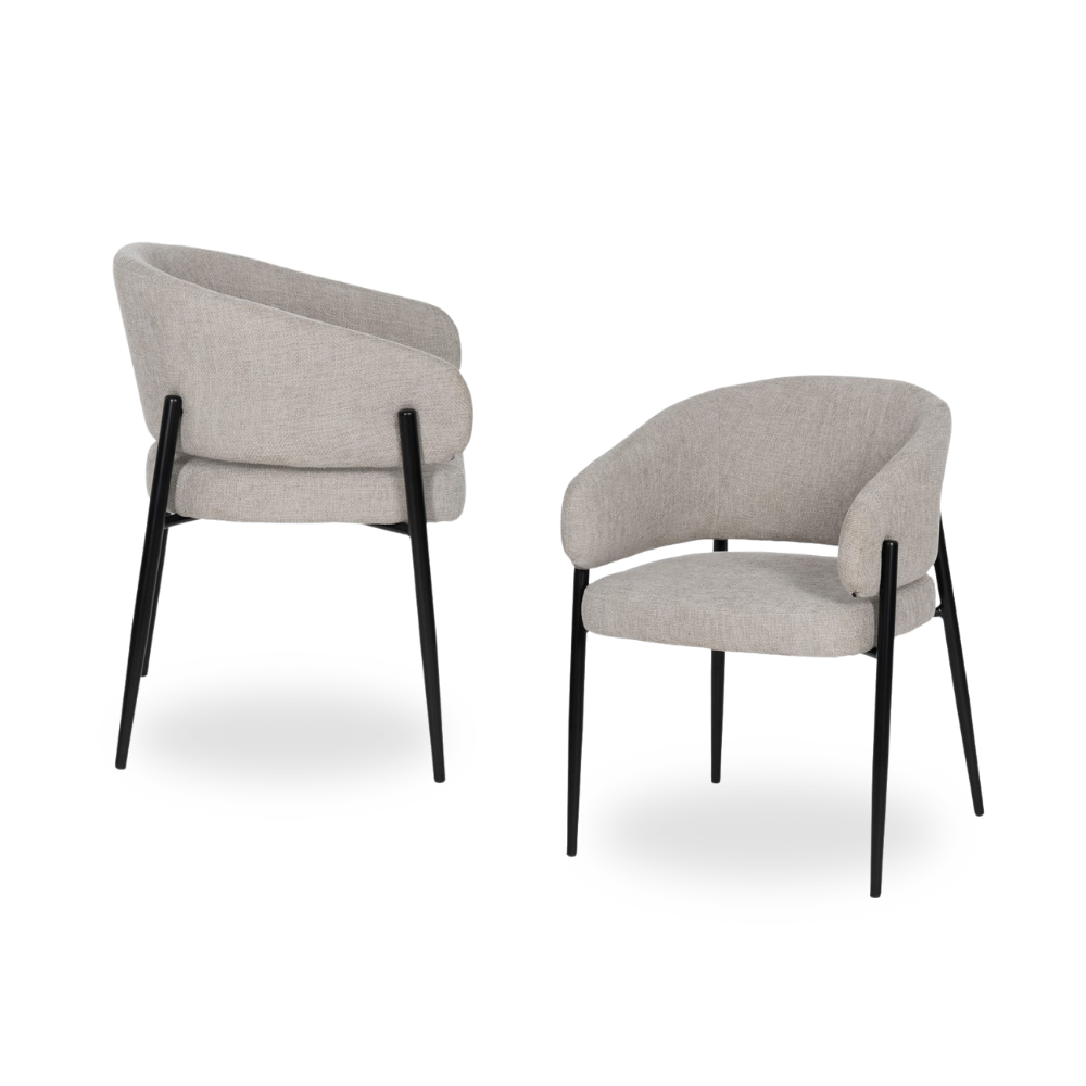 Pack de 2 Sillas Drennan Gris Tejido con Patas de Hierro – Diseño Moderno y Confort Ergonomico (79 cm) – Ideal para Comedor y Despacho, Sin Montaje, Resistencia 140 kg
