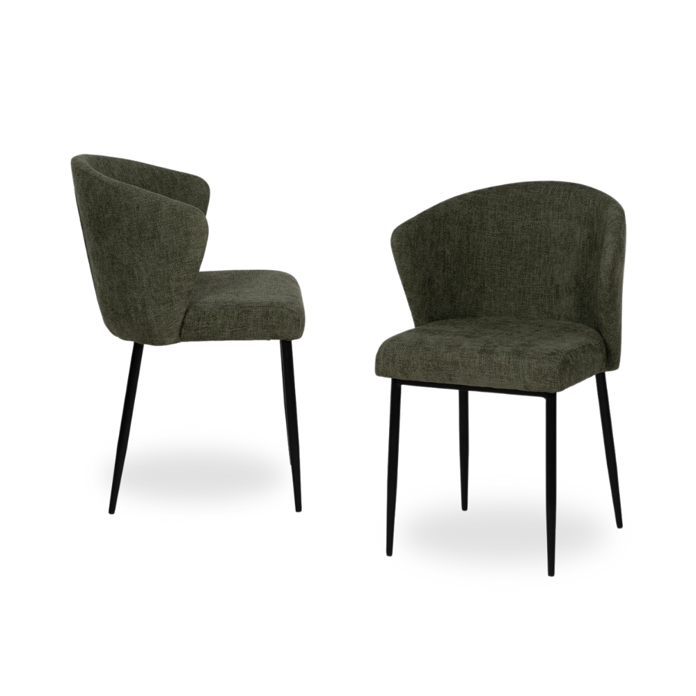 Pack de 2 Sillas Radley Verde con Tejido Resistente y Patas Metálicas – Diseño Ergonómico y Sin Montaje, 80 cm, Ideal para Comedores y Espacios Modernos