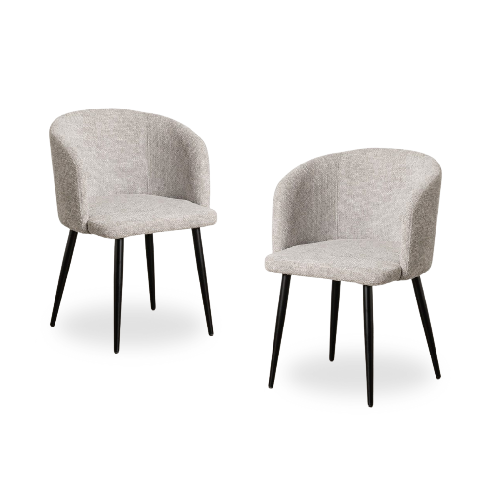 Pack de 2 Sillas Worlix Gris con Tejido 100% Poliéster y Patas de Metal – Comodidad y Estilo para Hogar y Oficina, 77 cm de Altura