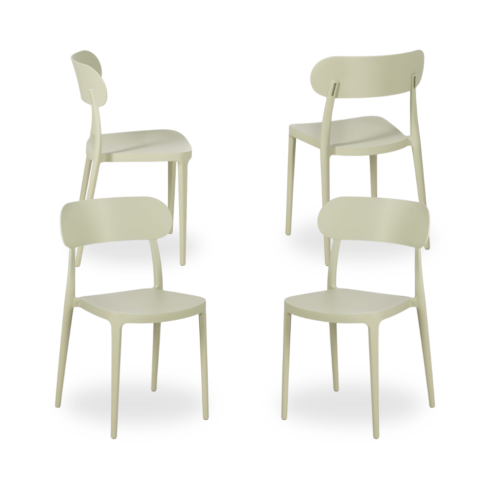 Pack de 4 Sillas Apilables Verde de Polipropileno Weston – Diseño Ergonómico y Ligero (80 cm)
