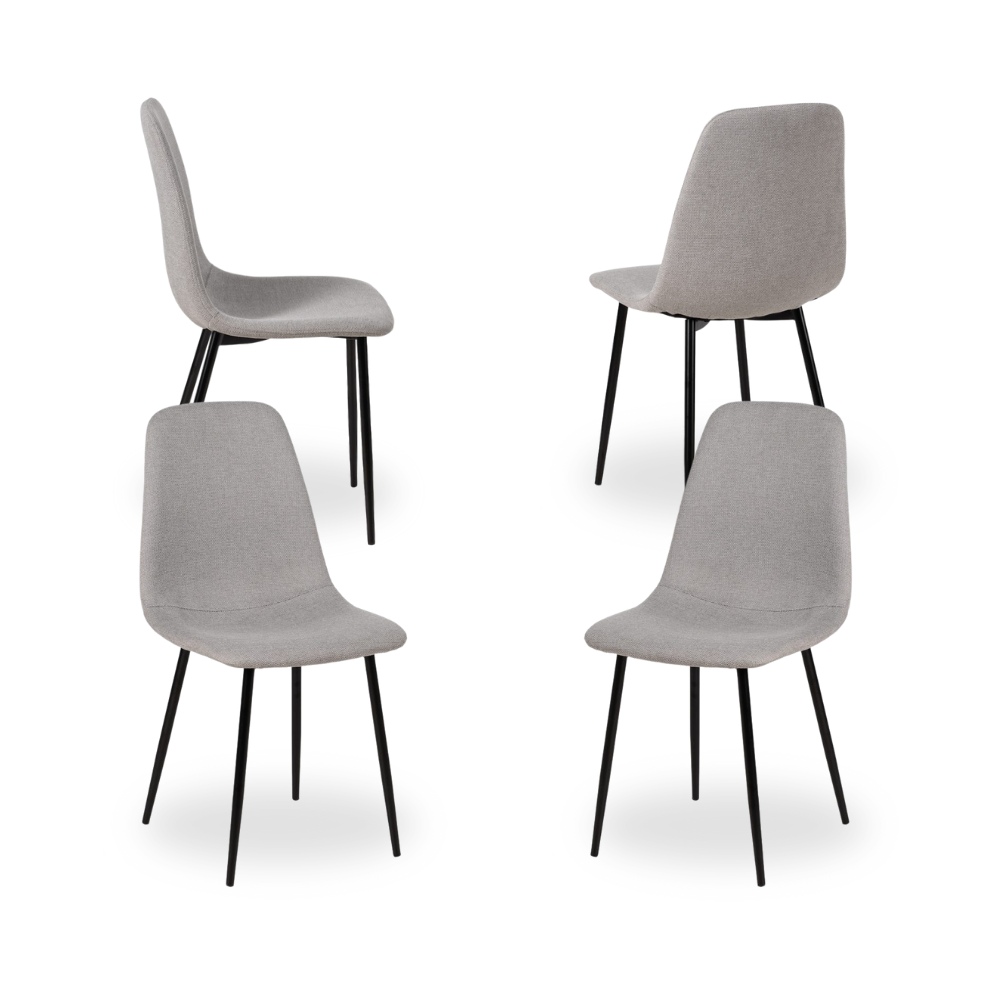 Pack de 4 Sillas Cody Gris Tela y Metal para Salón – Diseño Ergonómico y Moderno, 87 cm de Altura, Comodidad y Estilo para tu Comedor