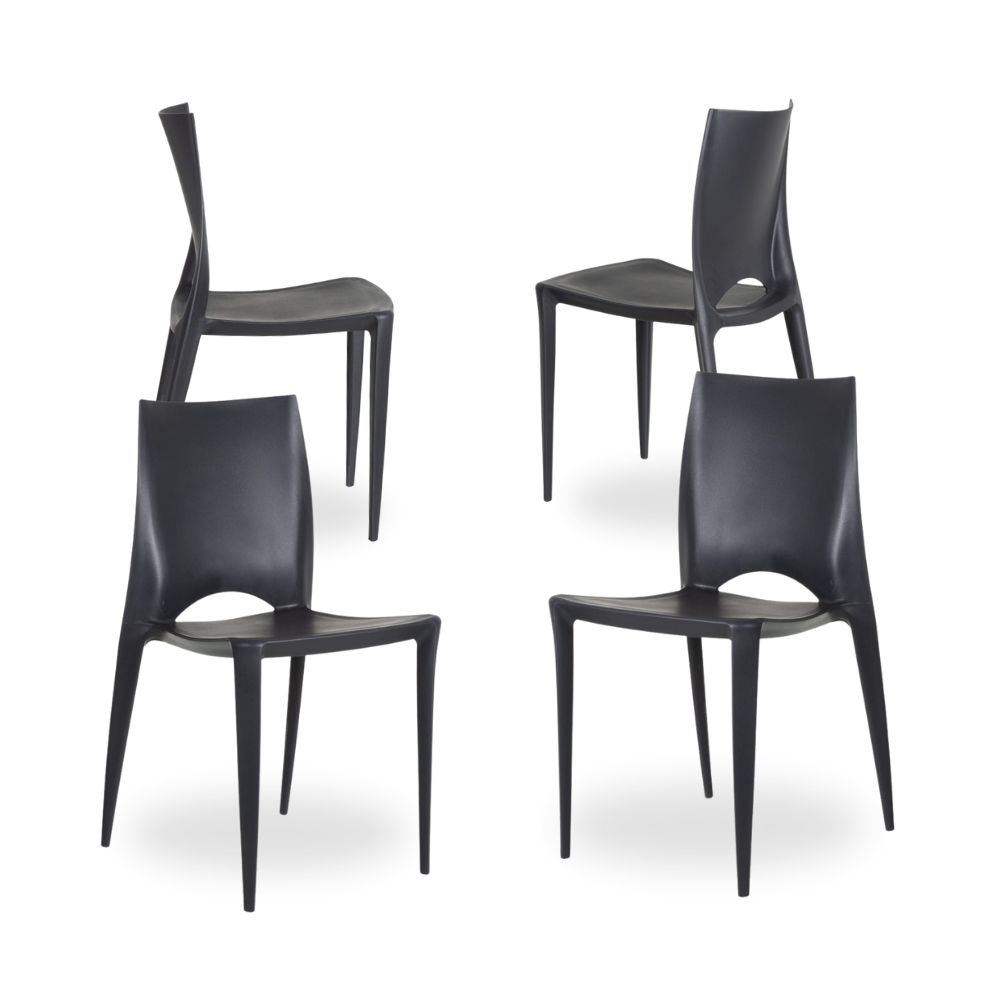 Pack de 4 Sillas de Polipropileno Gris 84 cm Rowan - Diseño Minimalista, Apilables y Ergonómicas para Hogar y Catering