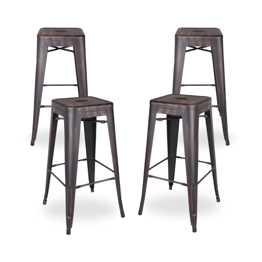 Pack de 4 Taburetes Dallas de Metal 61,2 cm - Estilo Industrial Elegante para Cocina y Mesas Altas