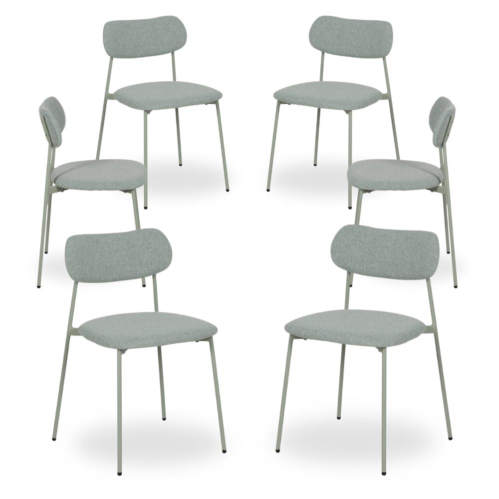 Pack de 6 Sillas Apilables Molric Verde de Tejido y Metal – Diseño Moderno y Confortable para Comedores y Oficinas, 76 cm