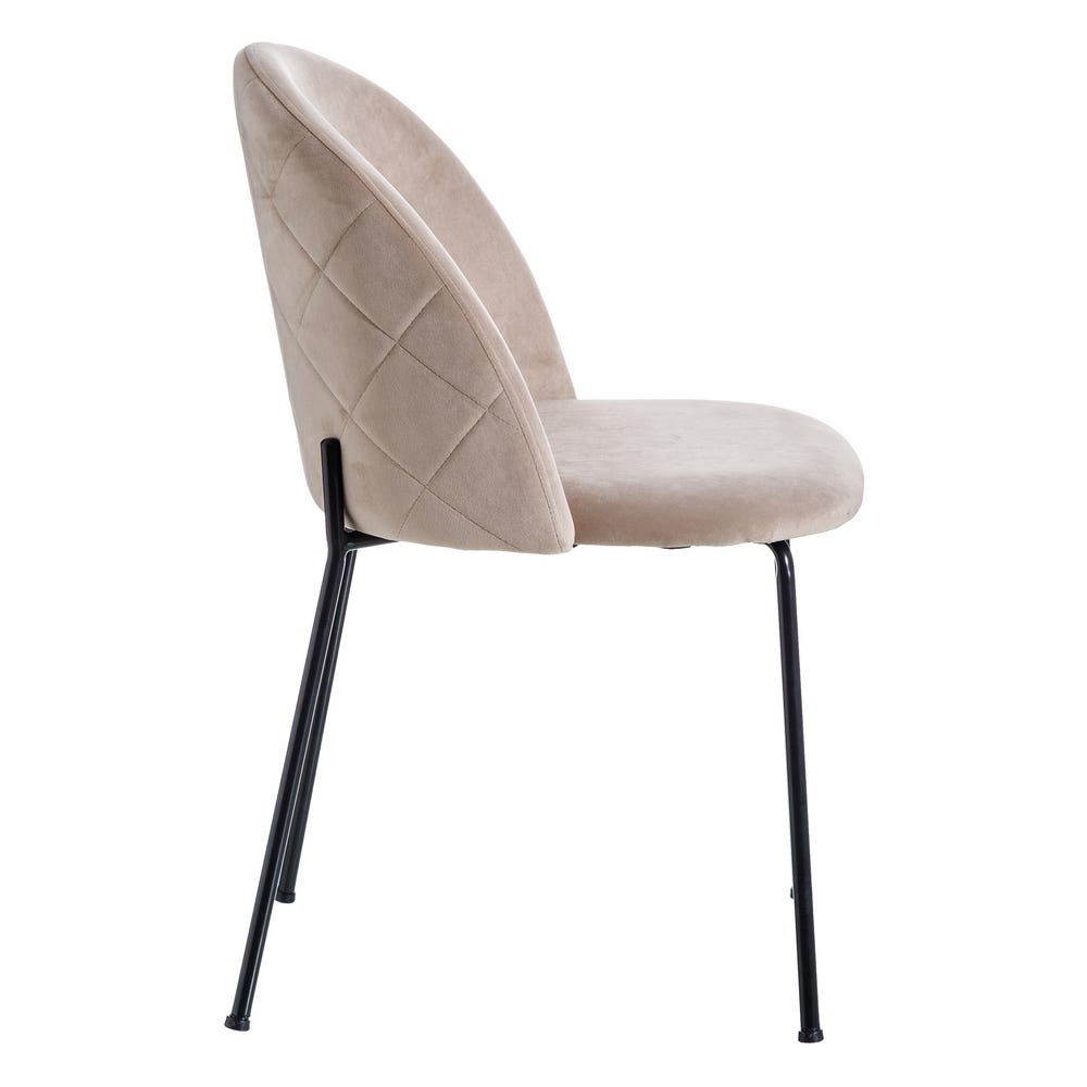 Silla beige tapizada en tela con estructura metálica – 43 x 47 x 78,5 cm - Imagen 2