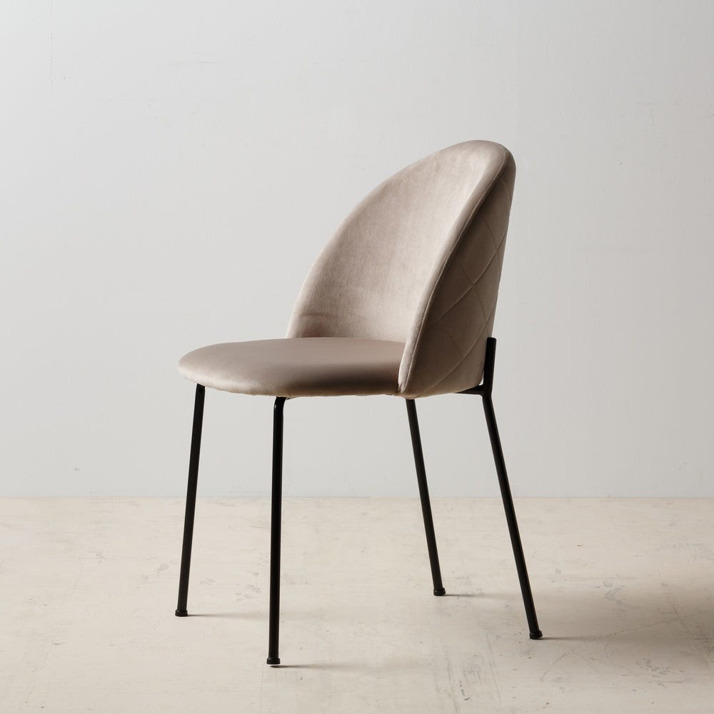 Silla beige tapizada en tela con estructura metálica – 43 x 47 x 78,5 cm - Imagen 6