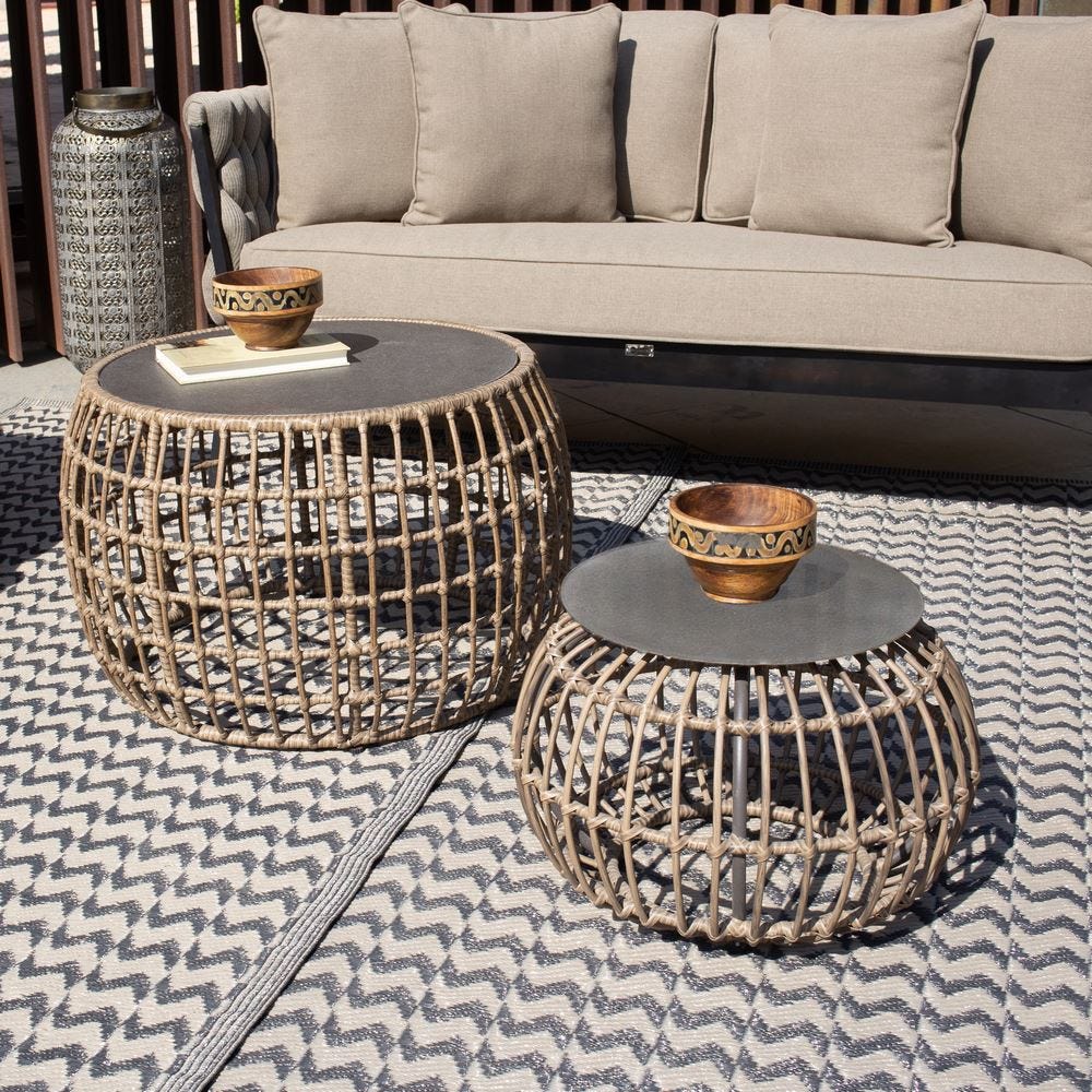 Mesa Auxiliar de Jardín Ariki | Acero y Ratán | Diseño Compacto - Imagen 2