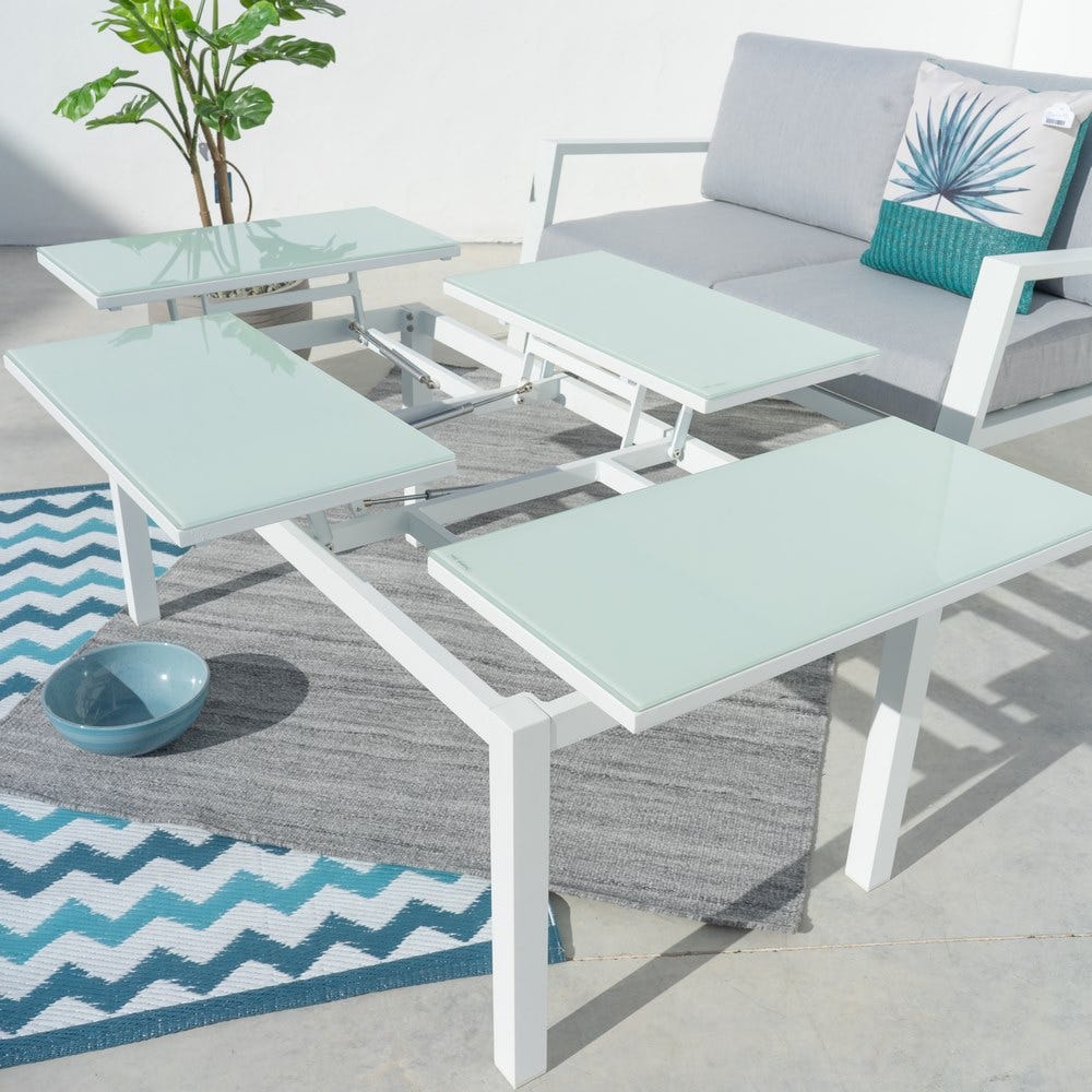 Mesa de Centro Abatible Agnes | Aluminio Blanco para Exterior - 120 cm - Imagen 5
