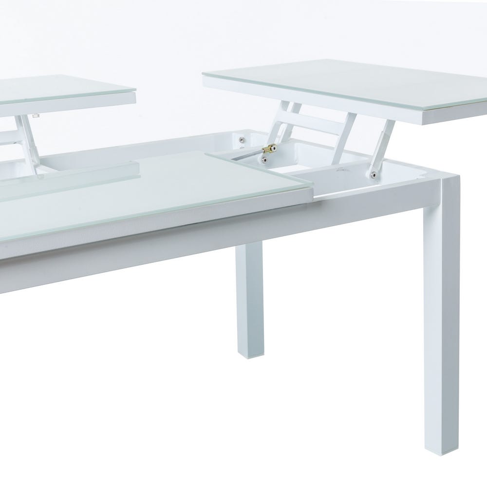 Mesa de Centro Abatible Agnes | Aluminio Blanco para Exterior - 120 cm - Imagen 2